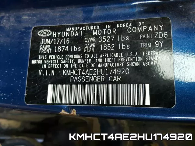 KMHCT4AE2HU174920 фото 2