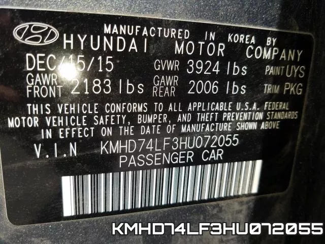 KMHD74LF3HU072055 фото 2