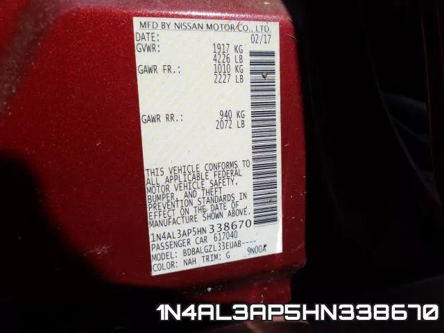 1N4AL3AP5HN338670 фото 2