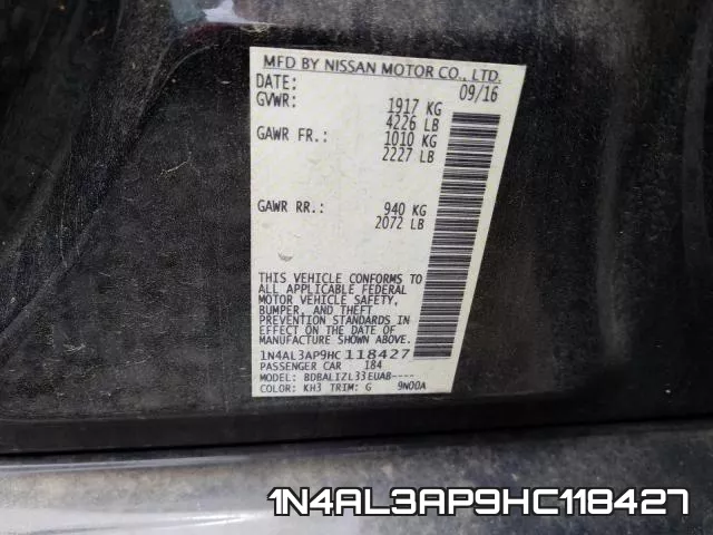 1N4AL3AP9HC118427 фото 2