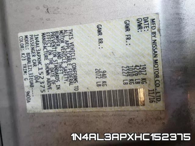 1N4AL3APXHC152375 фото 2