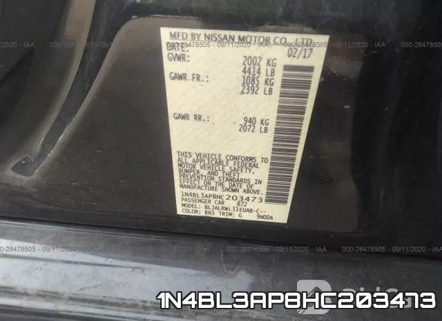 1N4BL3AP8HC203473 фото 10