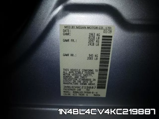 1N4BL4CV4KC219887 фото 2