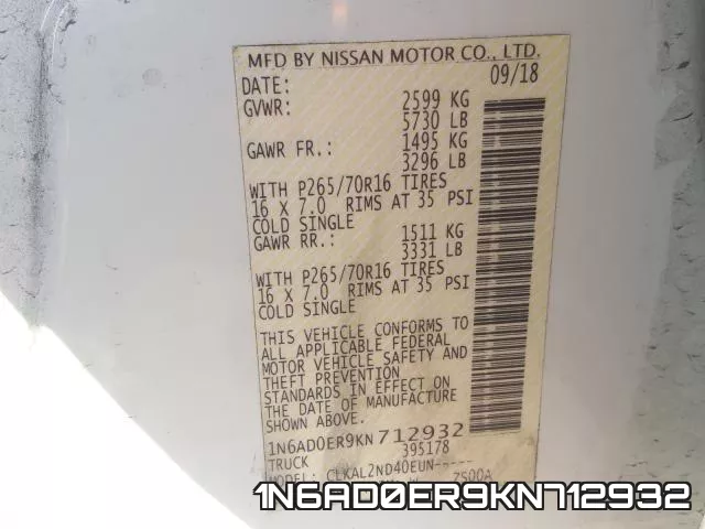 1N6AD0ER9KN712932 фото 2