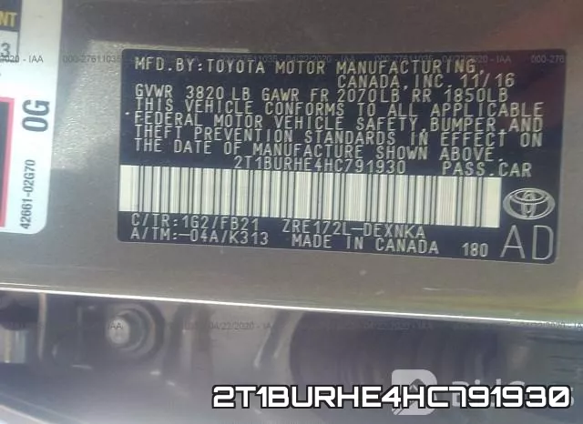 2T1BURHE4HC791930 фото 10