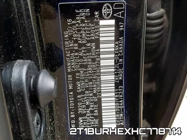 2T1BURHEXHC778714 фото 2