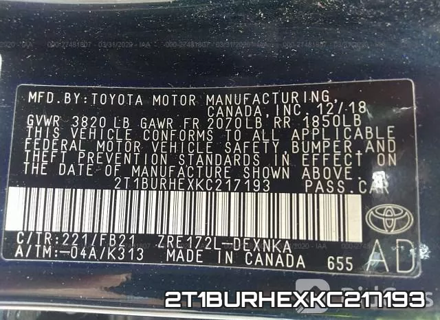 2T1BURHEXKC217193 фото 10
