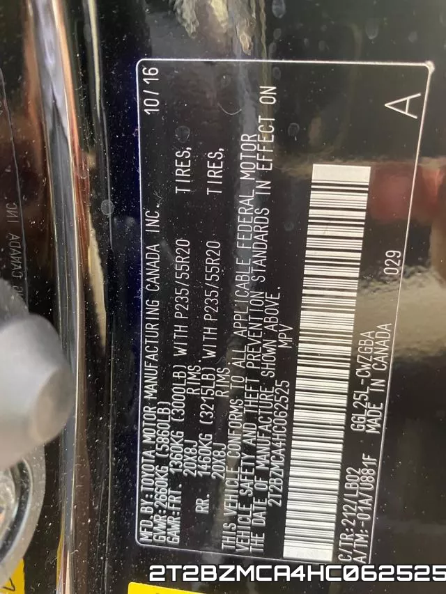 2T2BZMCA4HC062525 фото 2