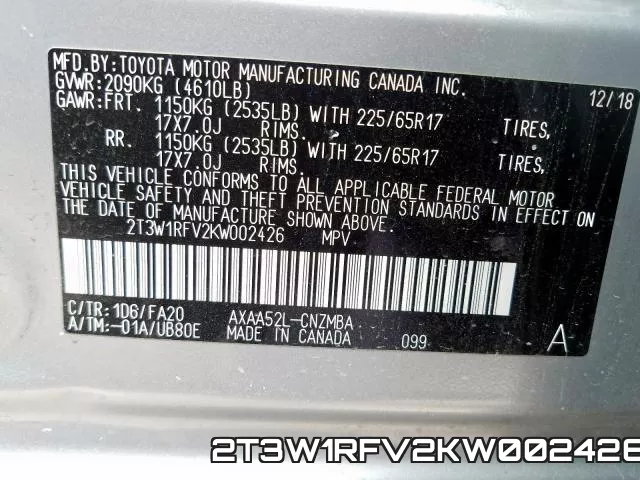 2T3W1RFV2KW002426 фото 2