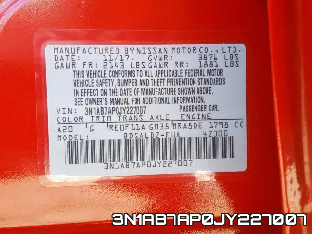3N1AB7AP0JY227007 фото 2