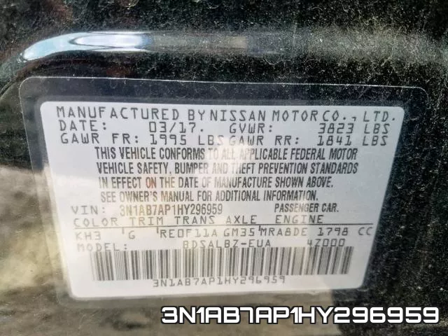 3N1AB7AP1HY296959 фото 2