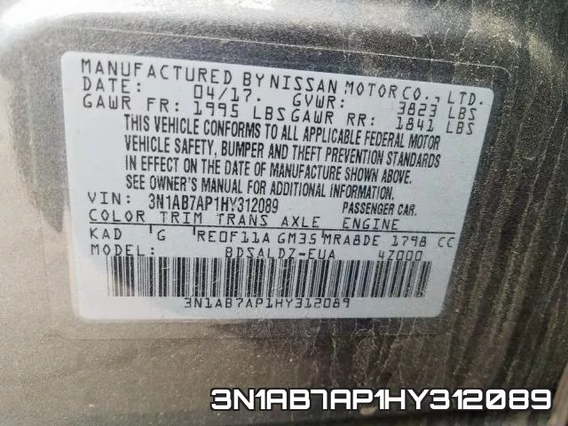 3N1AB7AP1HY312089 фото 2