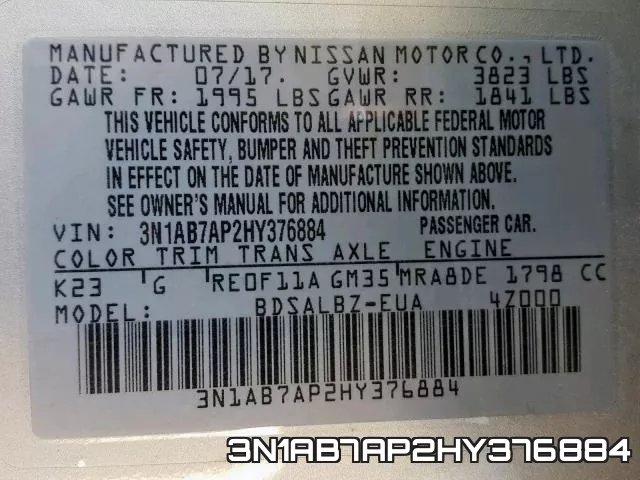 3N1AB7AP2HY376884 фото 2
