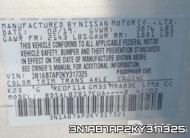 3N1AB7AP2KY317325 фото 10