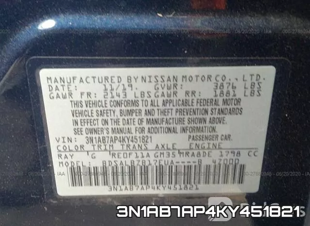 3N1AB7AP4KY451821 фото 10