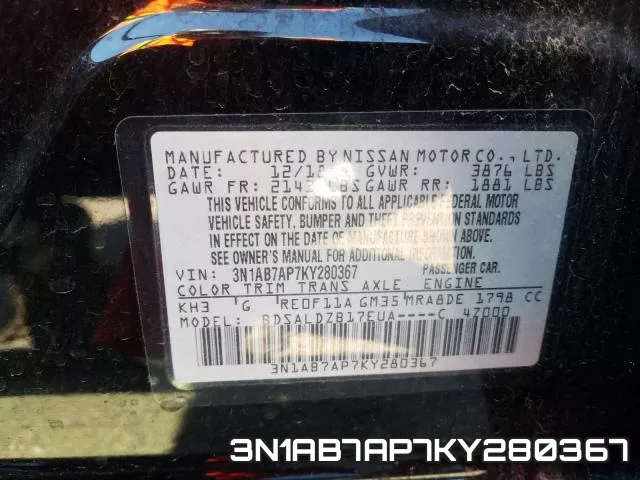 3N1AB7AP7KY280367 фото 2