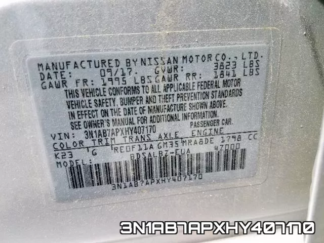 3N1AB7APXHY407170 фото 2