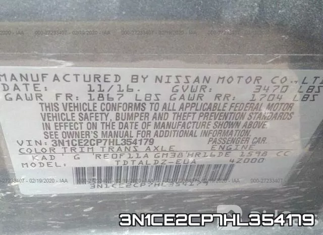 3N1CE2CP7HL354179 фото 10