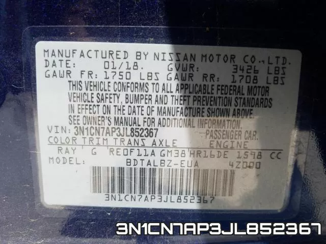 3N1CN7AP3JL852367 фото 2