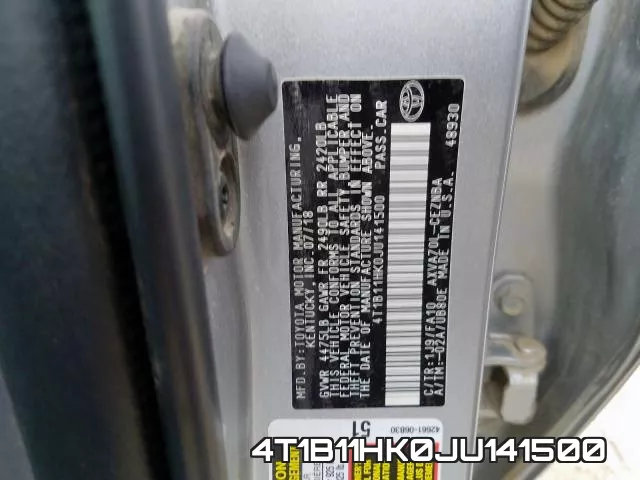 4T1B11HK0JU141500 фото 2