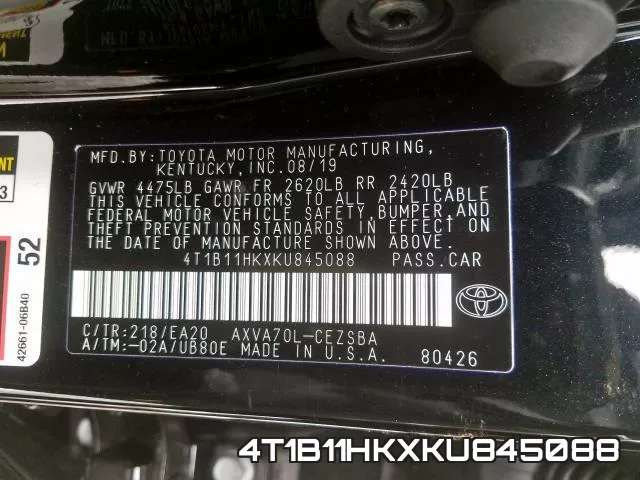 4T1B11HKXKU845088 фото 2