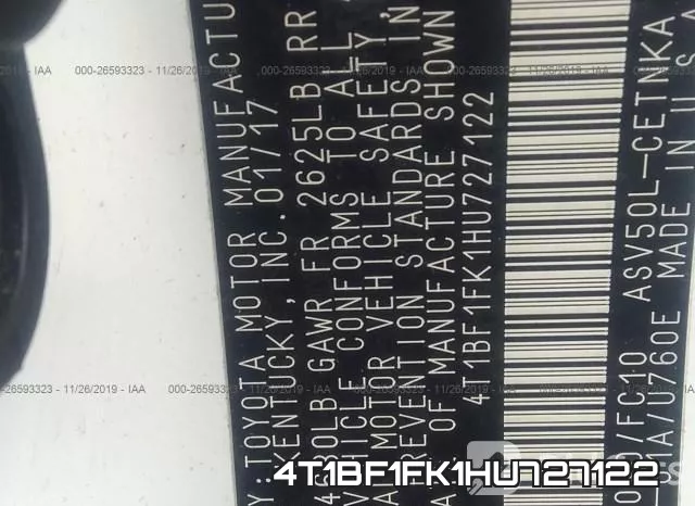 4T1BF1FK1HU727122 фото 10