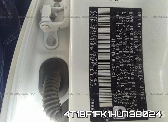 4T1BF1FK1HU738024 фото 10