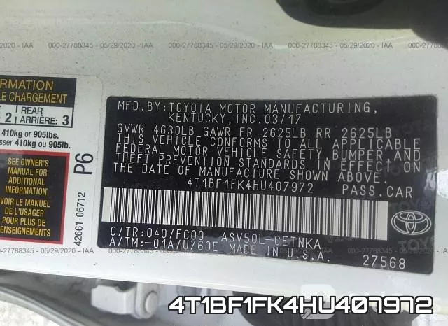 4T1BF1FK4HU407972 фото 10