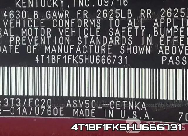 4T1BF1FK5HU666731 фото 10