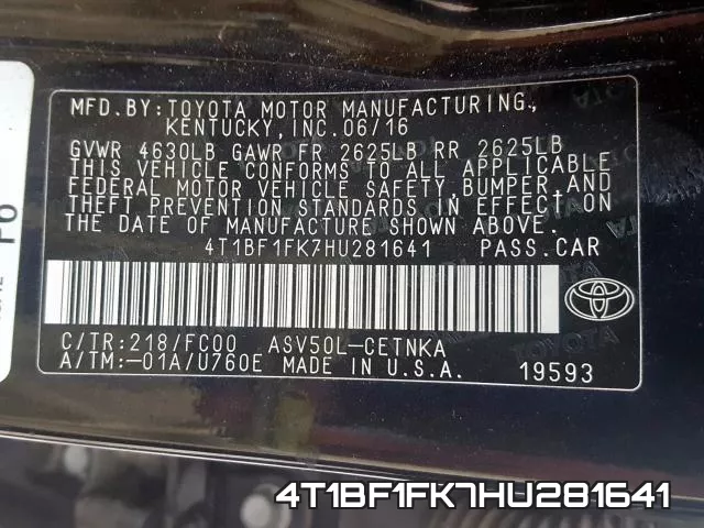 4T1BF1FK7HU281641 фото 2