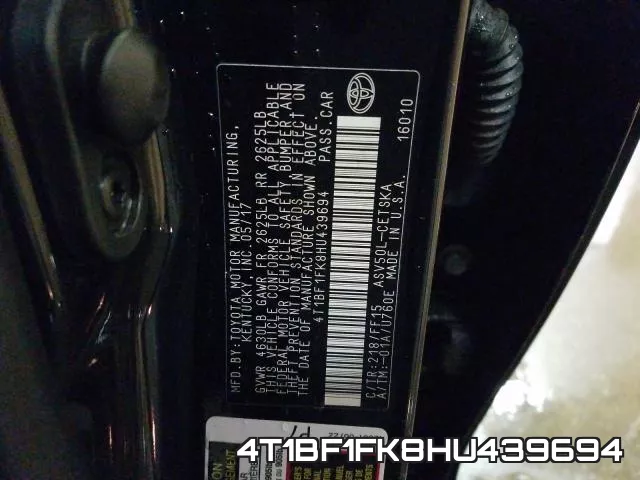 4T1BF1FK8HU439694 фото 2