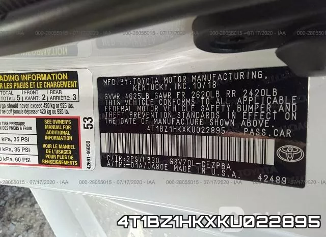 4T1BZ1HKXKU022895 фото 10