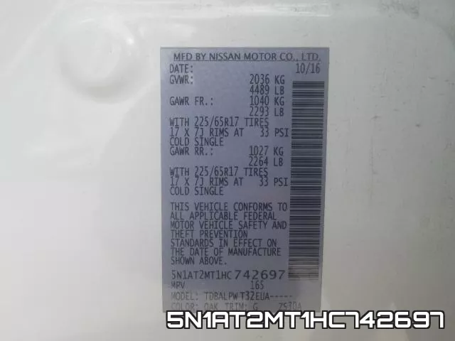 5N1AT2MT1HC742697 фото 2