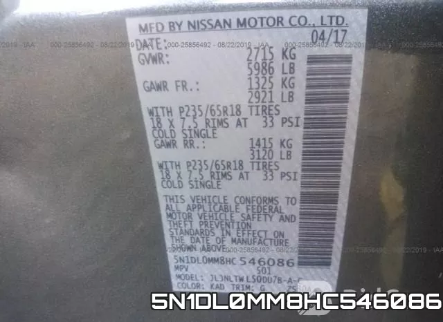 5N1DL0MM8HC546086 фото 10