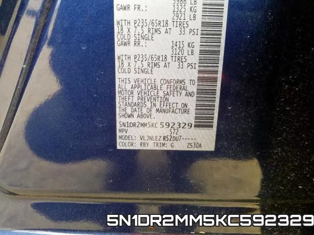 5N1DR2MM5KC592329 фото 2