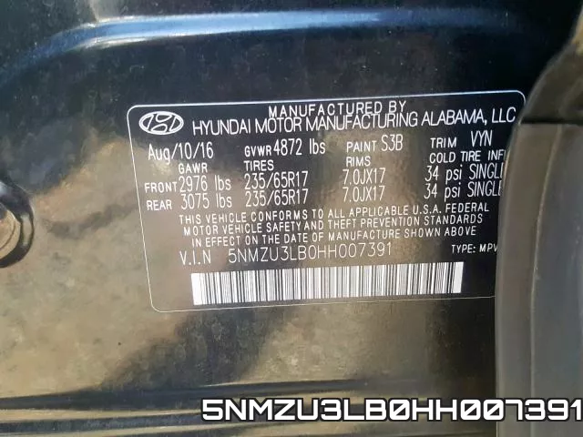 5NMZU3LB0HH007391 фото 2