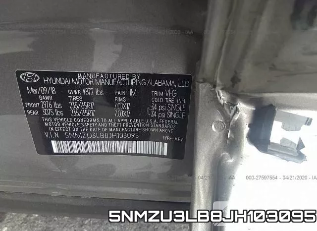 5NMZU3LB8JH103095 фото 10