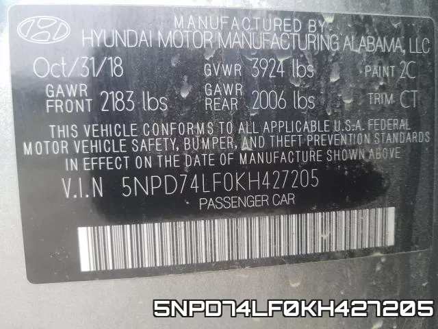 5NPD74LF0KH427205 фото 2