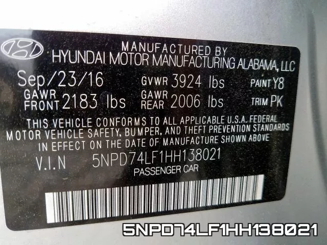 5NPD74LF1HH138021 фото 2