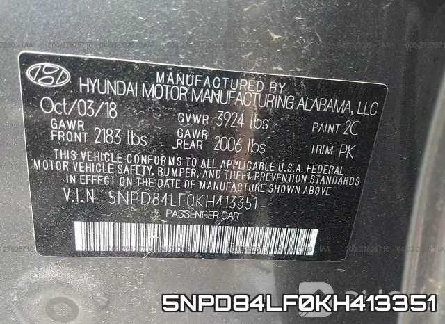 5NPD84LF0KH413351 фото 10