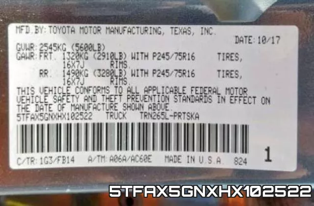 5TFAX5GNXHX102522 фото 2