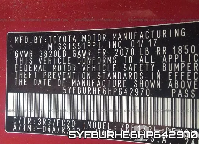 5YFBURHE6HP642970 фото 10