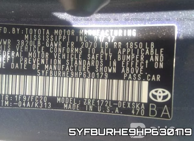 5YFBURHE9HP630179 фото 10