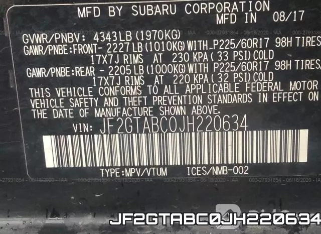 JF2GTABC0JH220634 фото 9