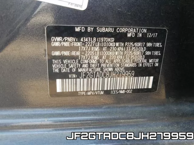 JF2GTADC8JH279959 фото 2