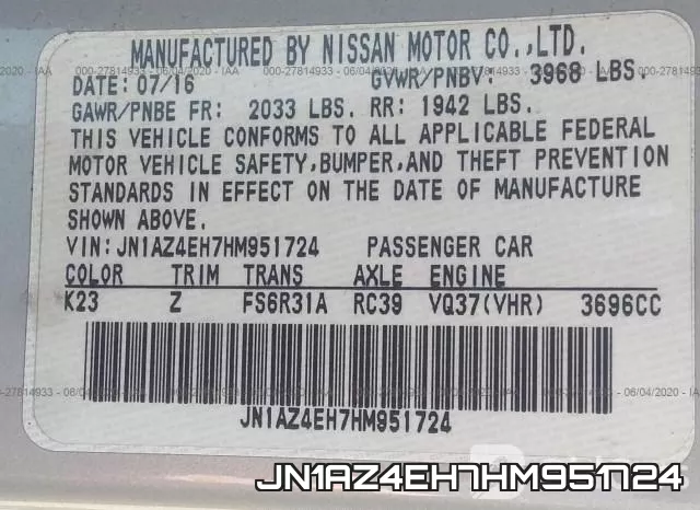 JN1AZ4EH7HM951724 фото 10