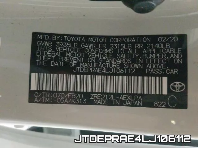 JTDEPRAE4LJ106112 фото 2
