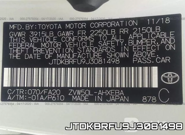 JTDKBRFU9J3081498 фото 10