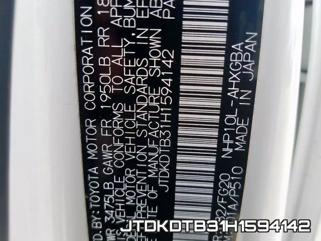 JTDKDTB31H1594142 фото 2