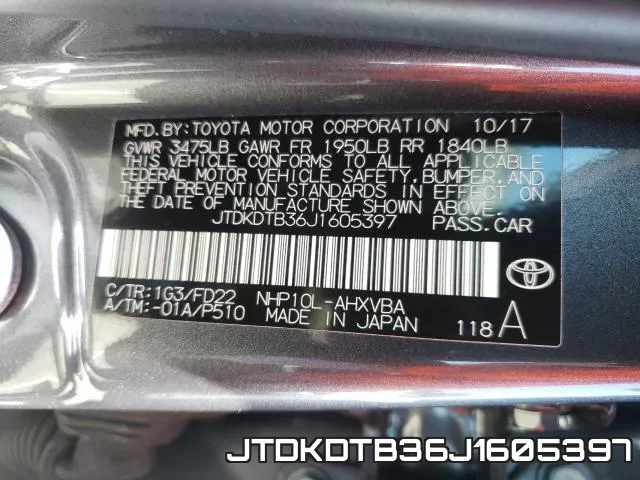 JTDKDTB36J1605397 фото 2